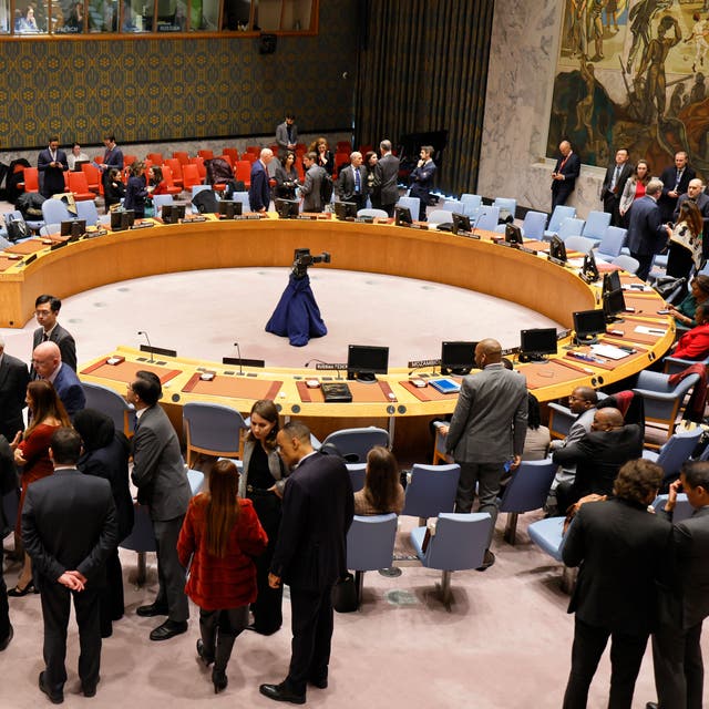 <p>Members of the UN Security Council hold splinter meetings at the United Nations headquarters</p>