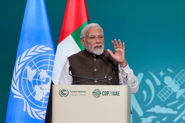 <p>India prime minister Narendra Modi speaks at High-Level Segment for Heads of State and Government session during United Nations climate summit in Dubai on 1 December 2023</p>