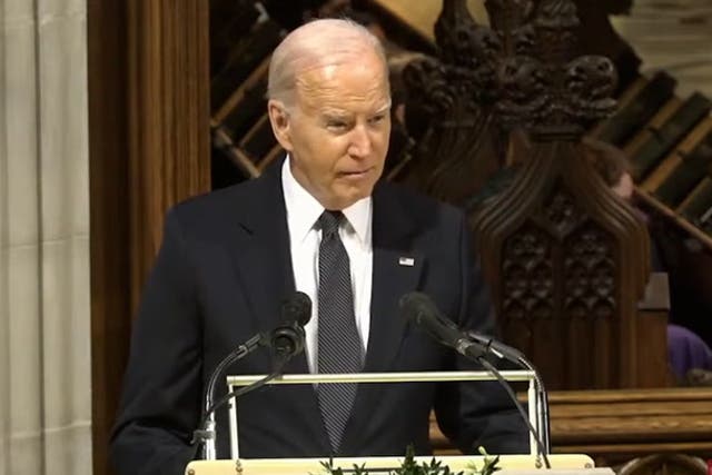 <p>President Biden delivers eulogy at Justice Sandra Day O’Connor’s funeral.</p>