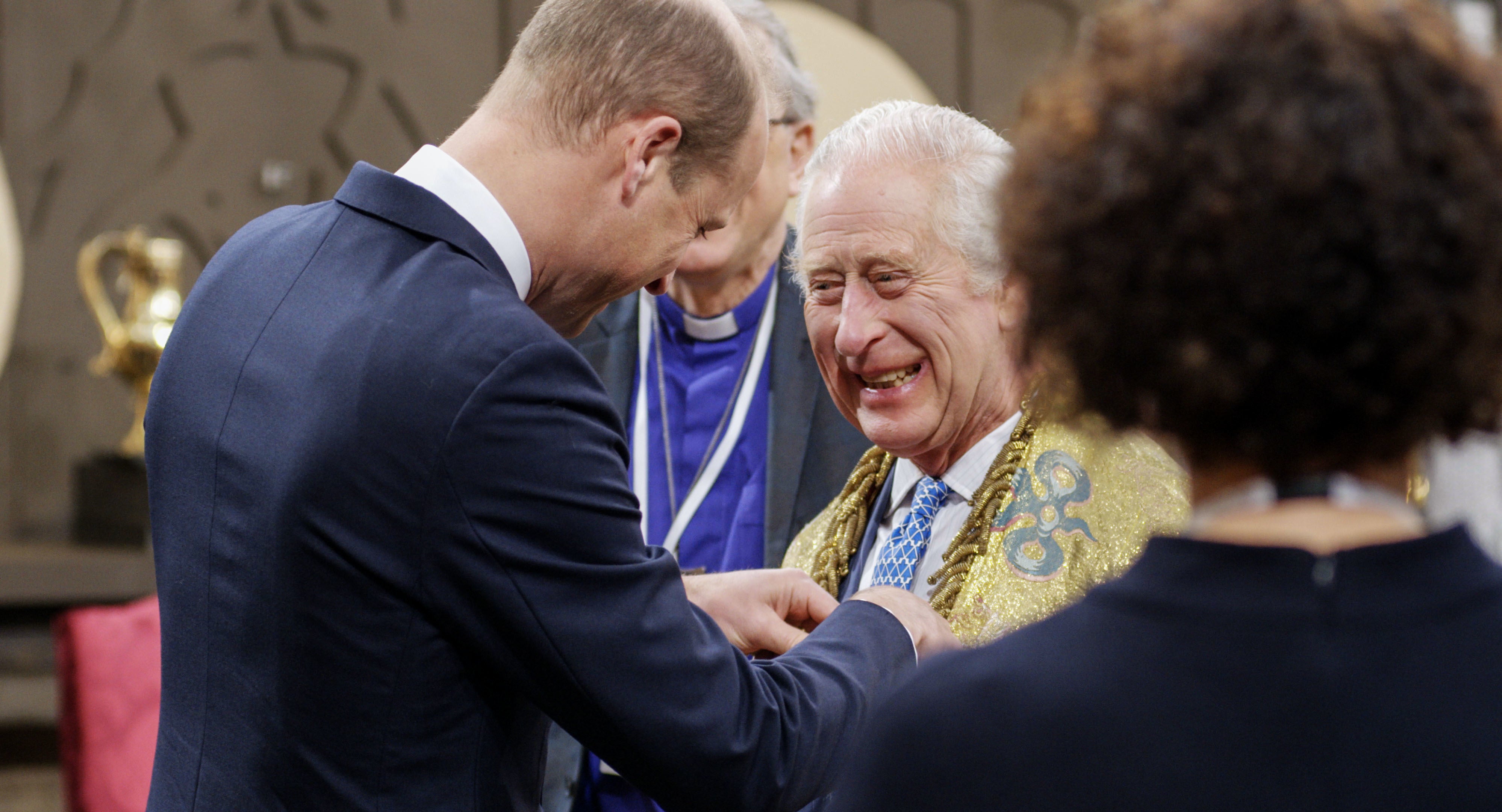 Father and son: Prince William sharing a joke with Charles, captured in the new BBC documentary