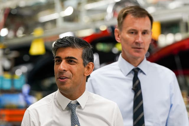 Prime Minister Rishi Sunak hailed the fall in inflation as ‘good news for everyone in this country’, and Chancellor Jeremy Hunt said the UK economy is ‘back on the path to healthy, sustainable growth’ (Ian Forsyth/PA)