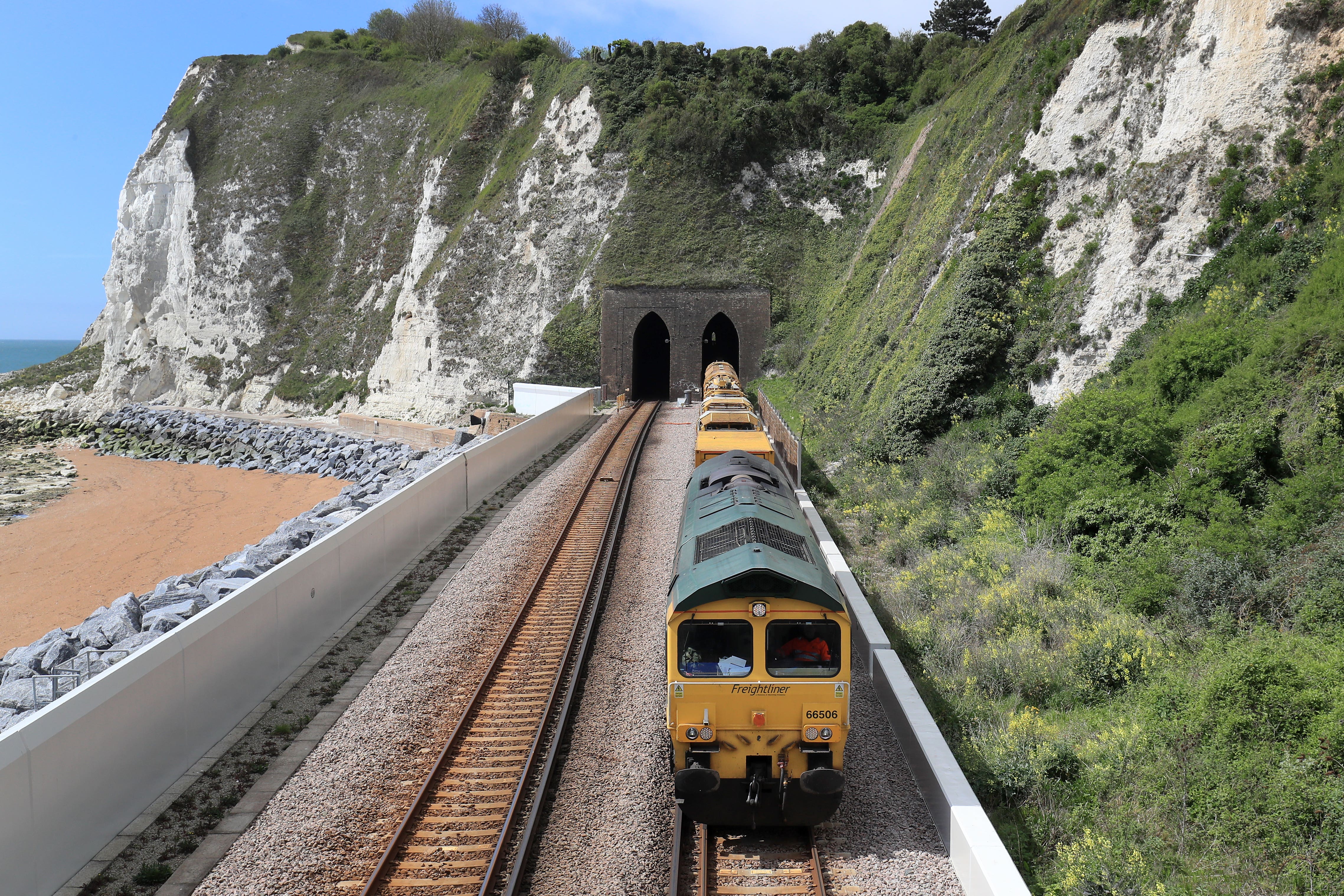 One freight train can replace up to 129 lorries, according to the Department for Transport (Gareth Fuller/PA)