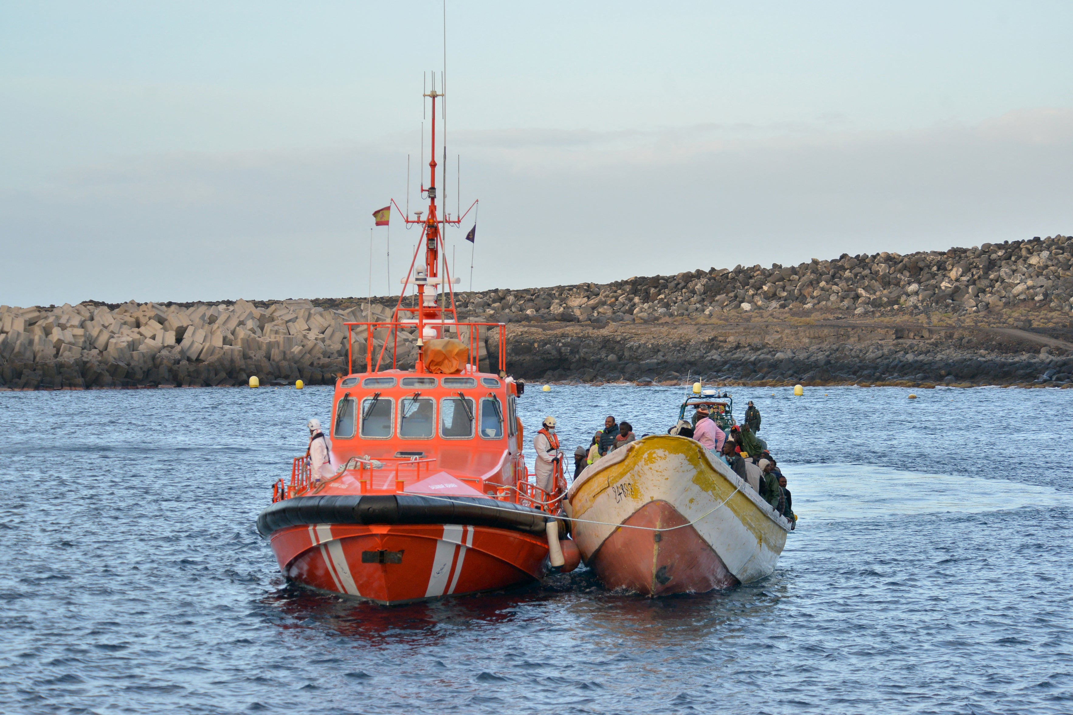 A boat carrying 156 migrants near the Canary Islands