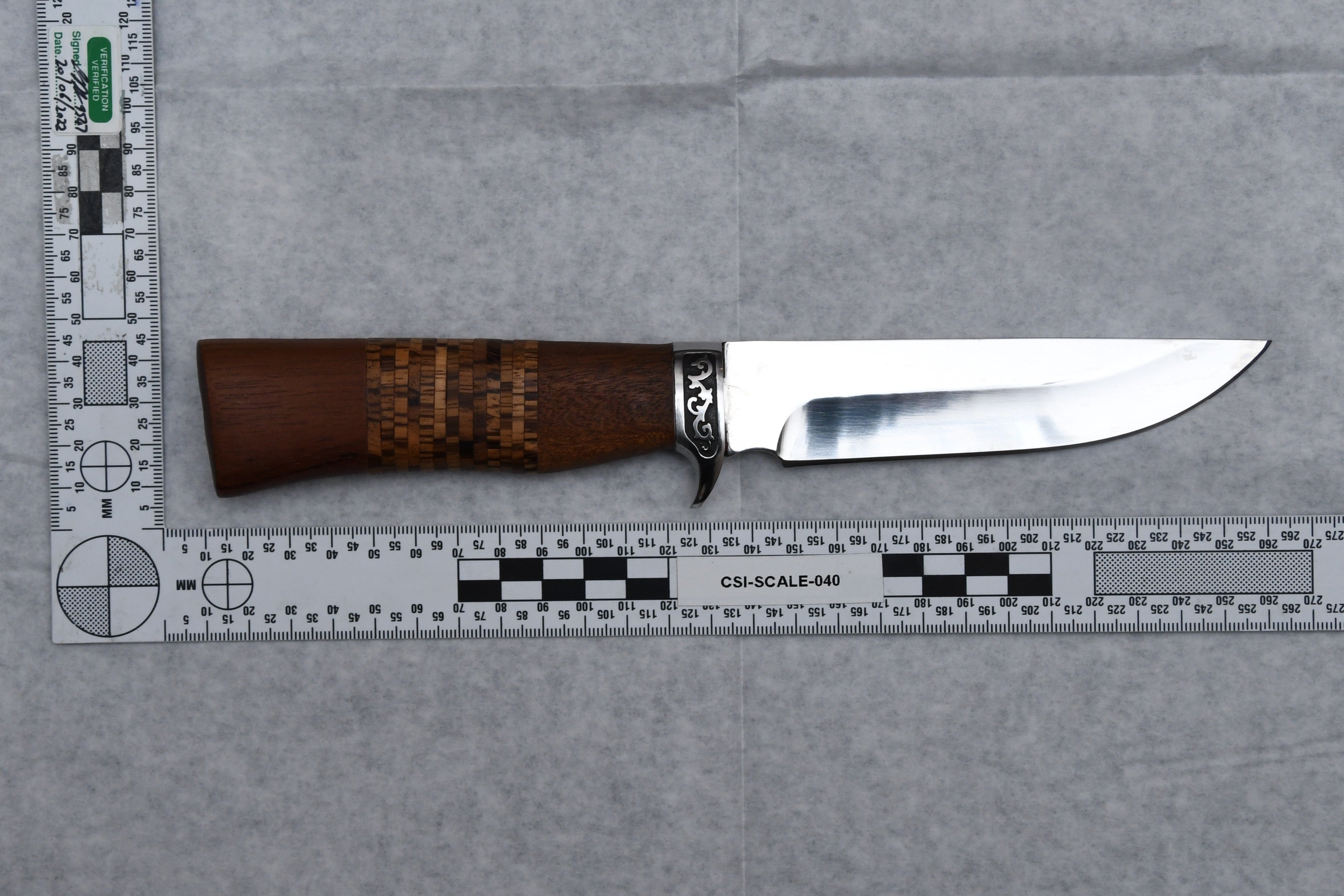 The hunting knife used in the attack
