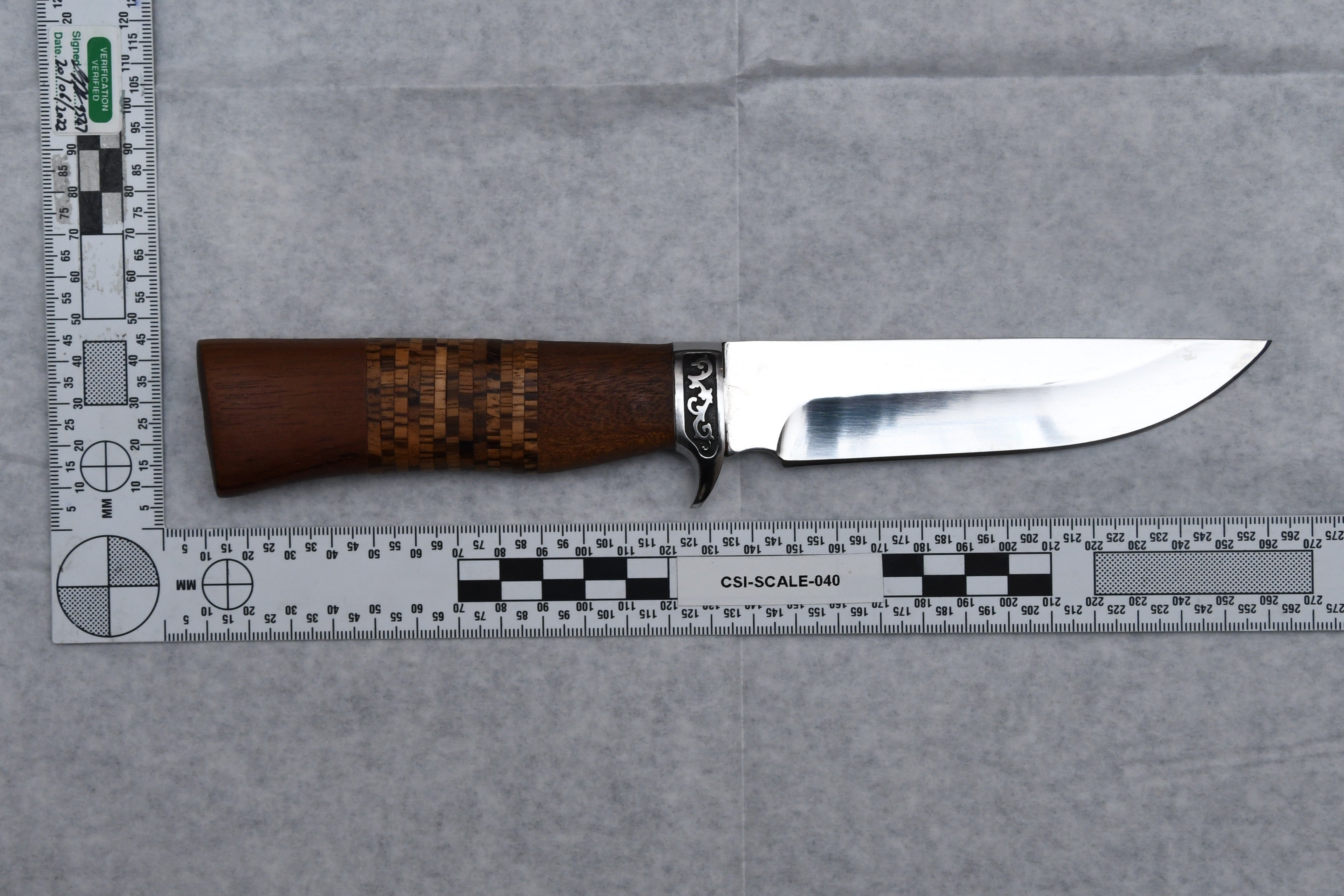 The murder weapon used to stab Brianna to death, a hunting knife with a 13cm blade