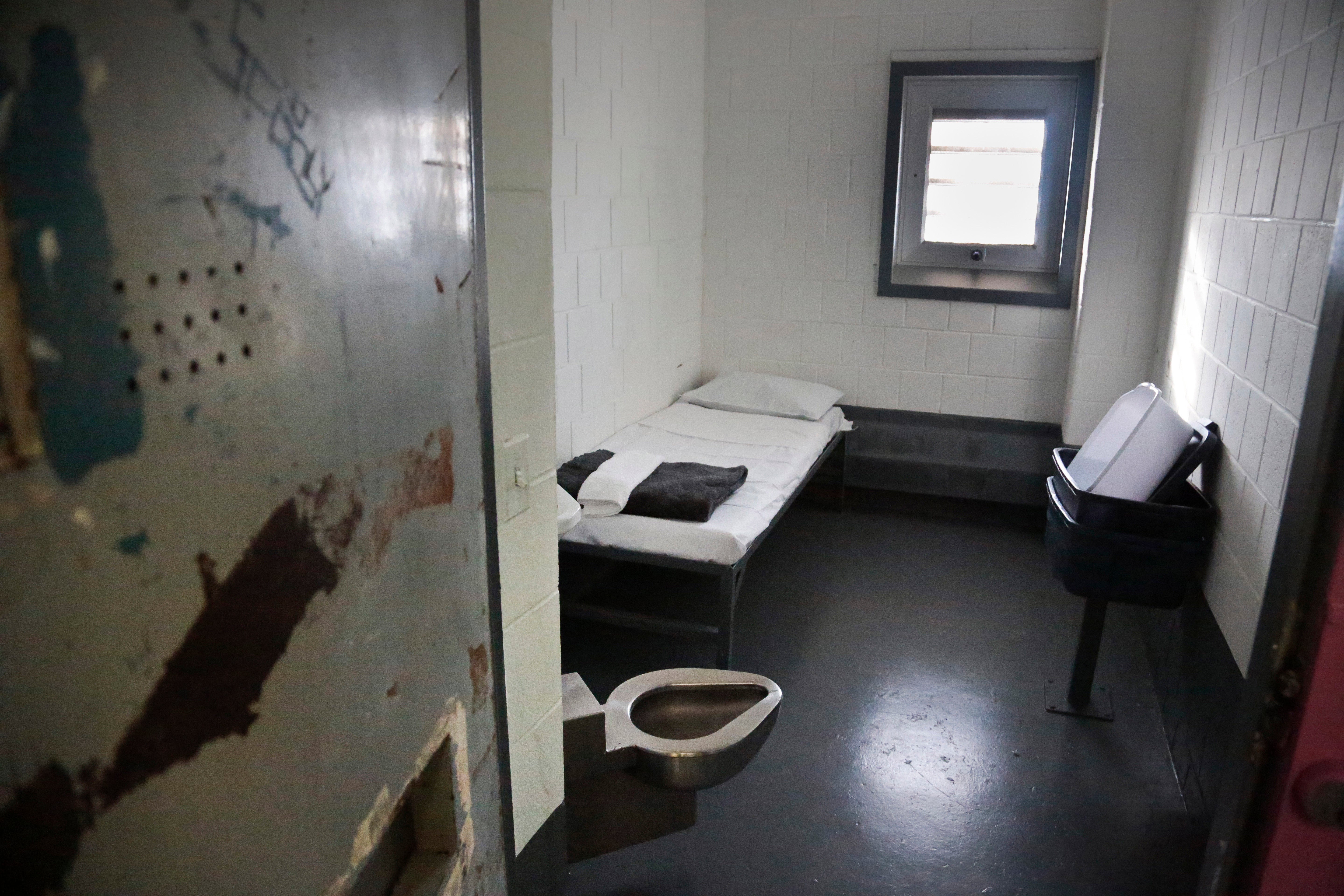 The interior of a solitary confinement cell at New York's Rikers Island jail is shown Jan. 28, 2016. New York City lawmakers have passed a bill meant to ban solitary confinement in the city's jails. The bill overwhelmingly approved Wednesday, Dec. 20, 2023, still allows jails to isolate inmates for a maximum of four hours in "de-escalation" units. (AP Photo/Bebeto Matthews, File)