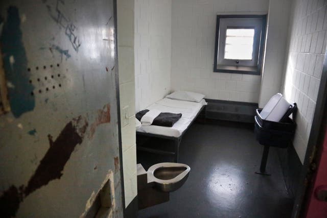 <p>The interior of a solitary confinement cell at New York's Rikers Island jail is shown Jan. 28, 2016. New York City lawmakers have passed a bill meant to ban solitary confinement in the city's jails. The bill overwhelmingly approved Wednesday, Dec. 20, 2023, still allows jails to isolate inmates for a maximum of four hours in "de-escalation" units. (AP Photo/Bebeto Matthews, File)</p>