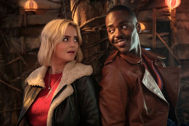 <p>Gibson and Ncuti Gatwa in the Doctor Who Christmas special</p>