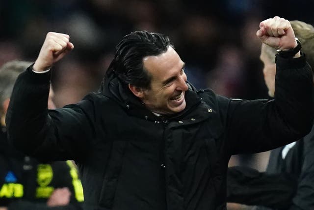 Aston Villa manager Unai Emery could guide them to the top of the Premier League on Friday. (Nick Potts/PA)