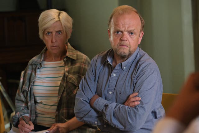 <p>Julie Hesmondhalgh and Toby Jones in ‘Mr Bates vs the Post Office’, a human drama without much drama </p>
