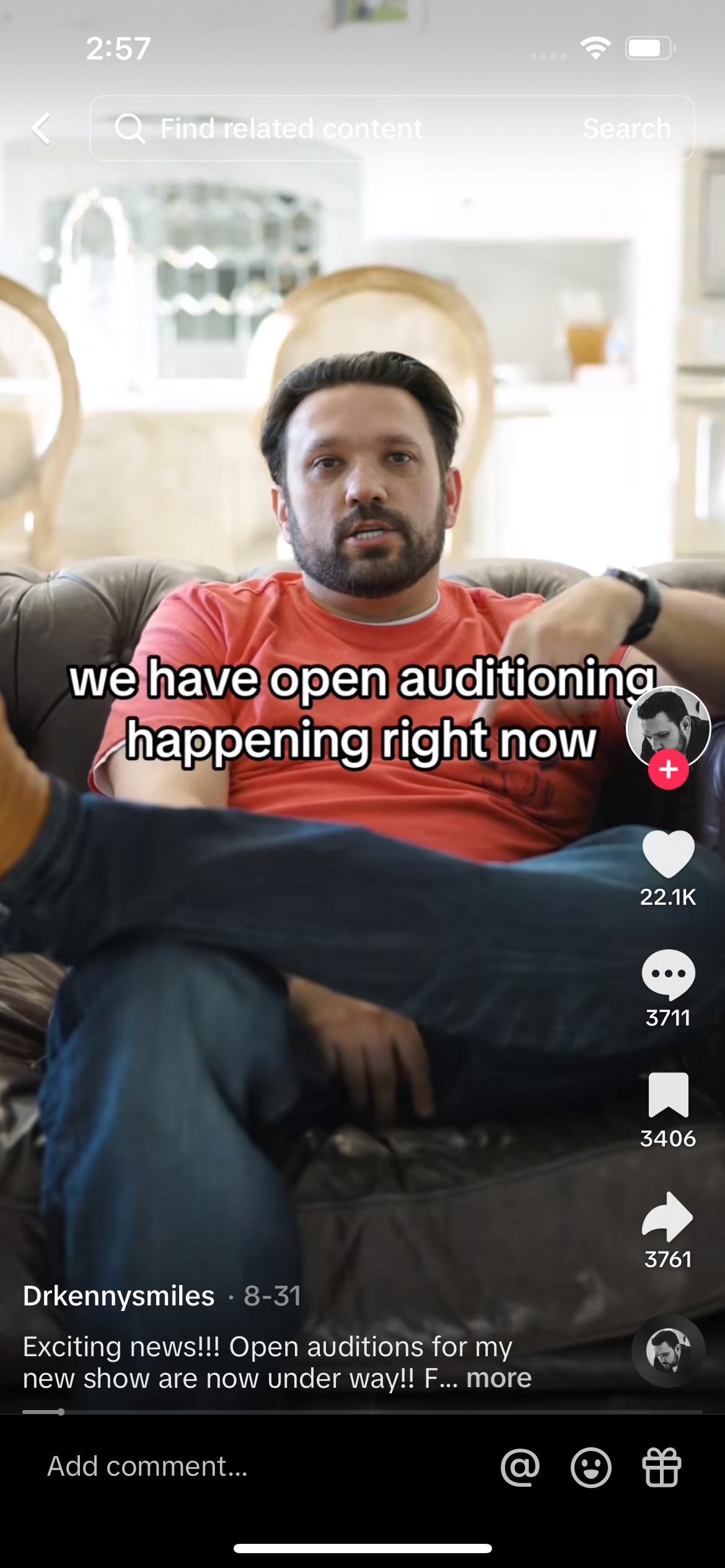 Dr Kenny advertising his new show on TikTok