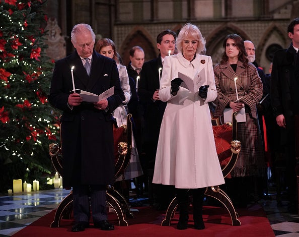 King Charles III and Camilla, Queen Consort are seen during the ‘Together at Christmas’ Carol Service at Westminster Abbey this year