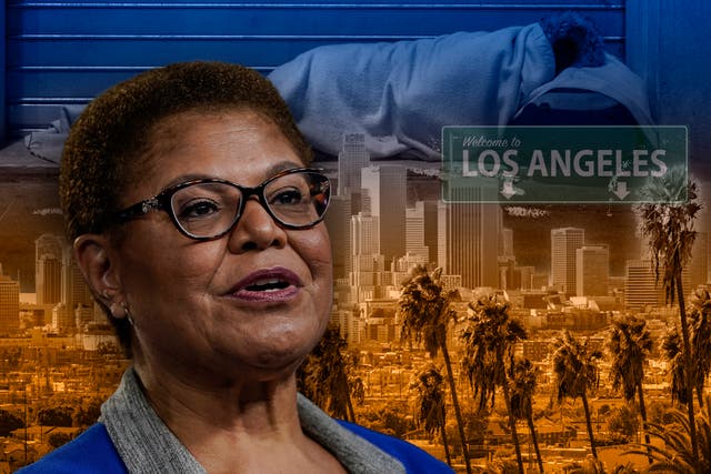 <p>Los Angeles has a quarter of California’s homeless population. Mayor Karen Bass has vowed to house thousands in her first year in office. </p>