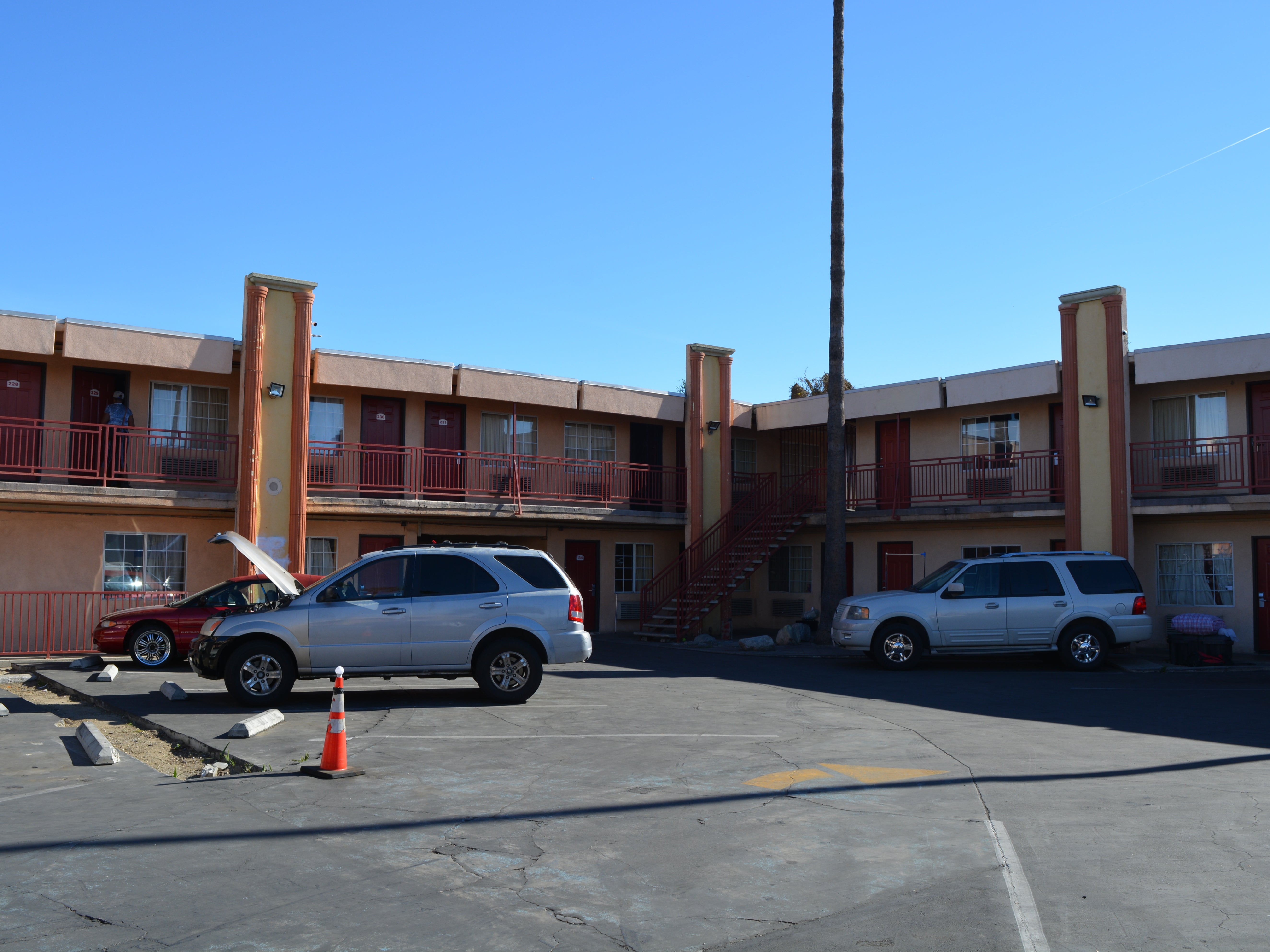 The Palm Tree Inn in Van Nuys, Los Angeles, one of the sites of mayor Karen Bass’s signature Inside Safe homelessness initiative