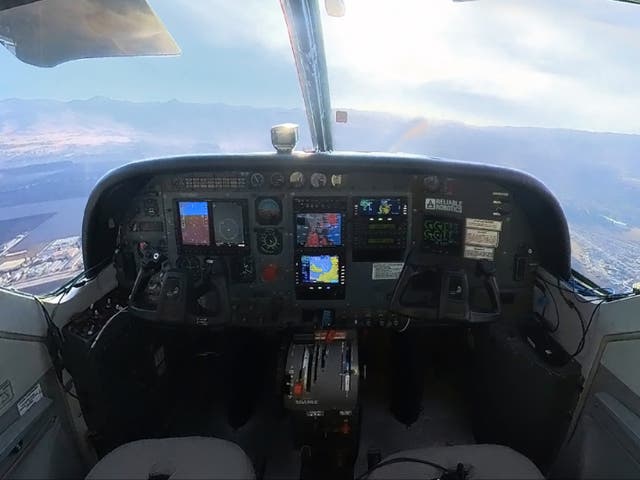 <p>The view from inside an uncrewed Cessna Caravan above Hollister, California on 6 December 2023</p>