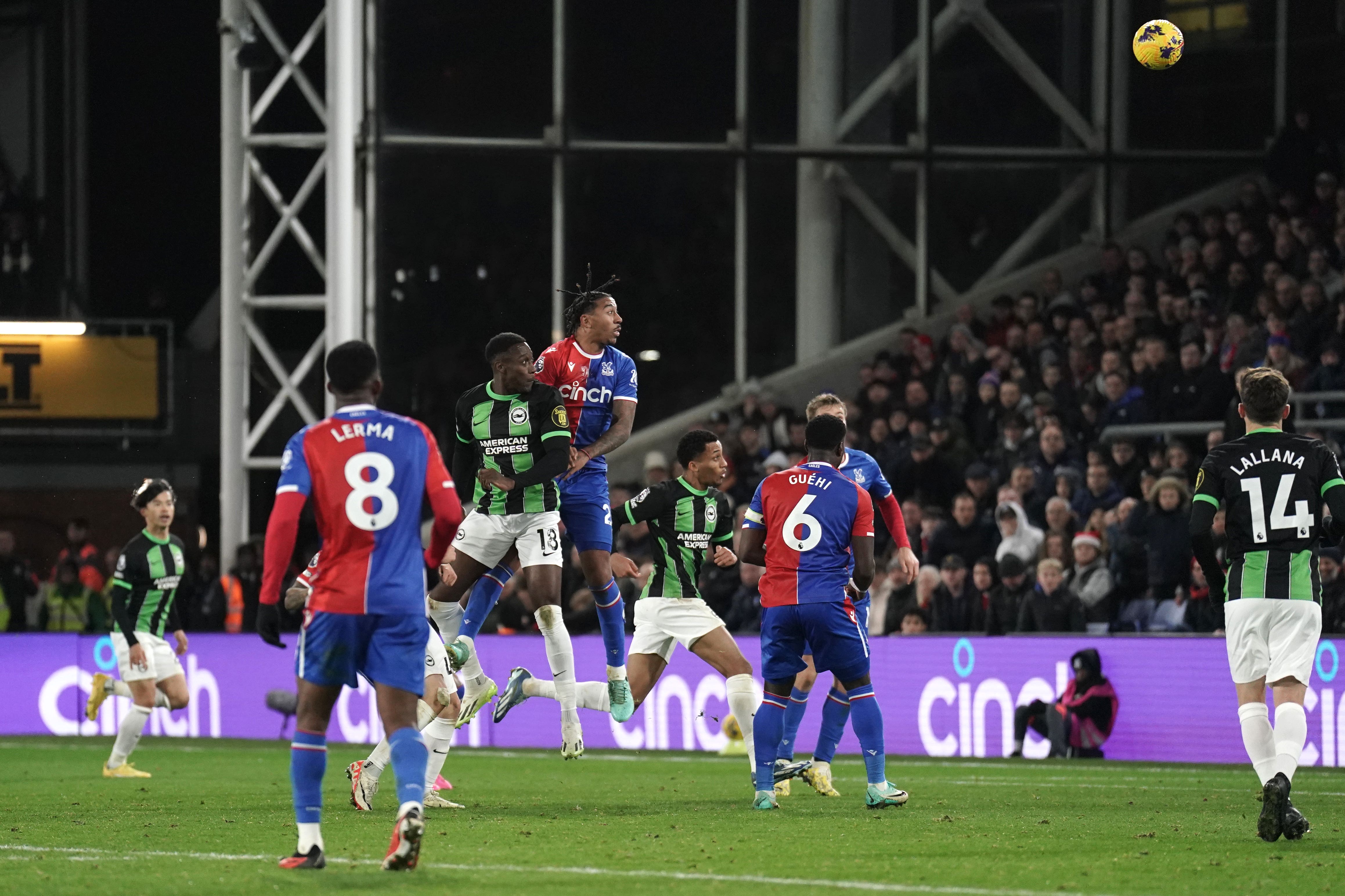 Danny Welbeck (third left) scores the Brighton equaliser (Adam Davy/PA)