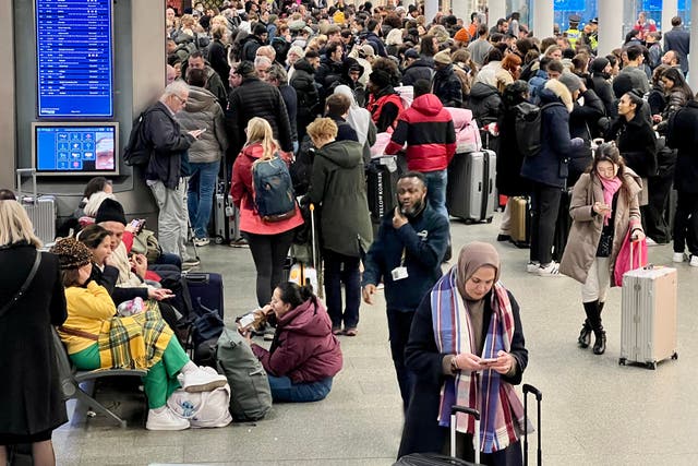 <p>Going places? Eurostar passengers at London St Pancras International after all trains were cancelled on 21 December</p>