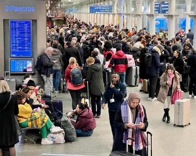 <p>Going places? Eurostar passengers at London St Pancras International after all trains were cancelled on Thursday 21 December</p>