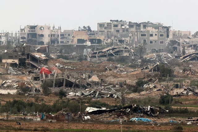 <p>A picture taken from southern Israel near the border with the Gaza Strip on December 21, 2023, shows destruction in northern Gaza resulting from weeks of Israeli bombardment of the Palestinian territory amid ongoing battles with the Hamas militant group</p>
