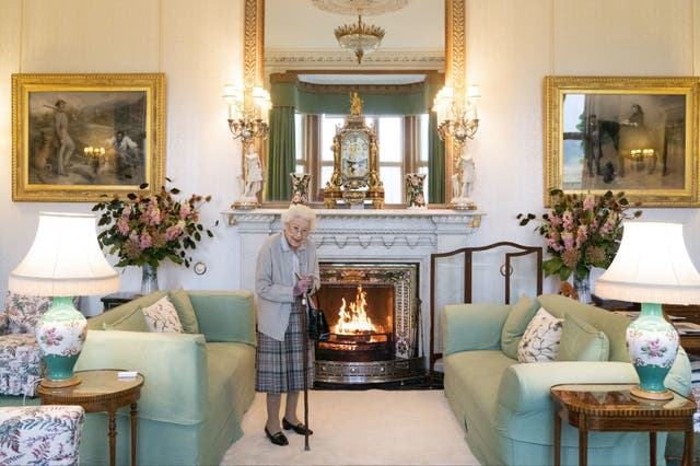 <p>Queen Elizabeth II in the Drawing Room at Balmoral Castle on 6 September 2023, before carrying out her final royal engagement with former Prime Minister Lizz Truss </p>