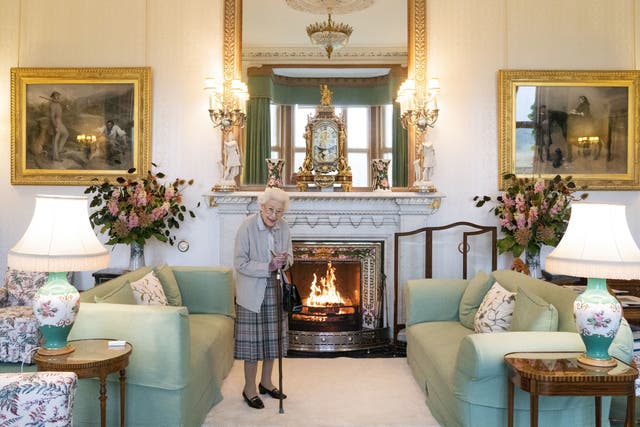 <p>Queen Elizabeth II in the Drawing Room at Balmoral Castle on 6 September 2023, before carrying out her final royal engagement with former Prime Minister Lizz Truss </p>