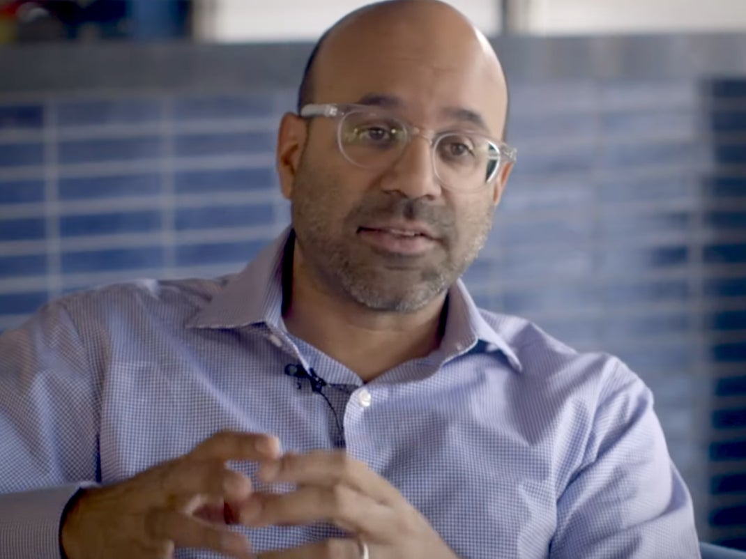 Wayfair CEO Niraj Shah during an interview with the Boston Globe