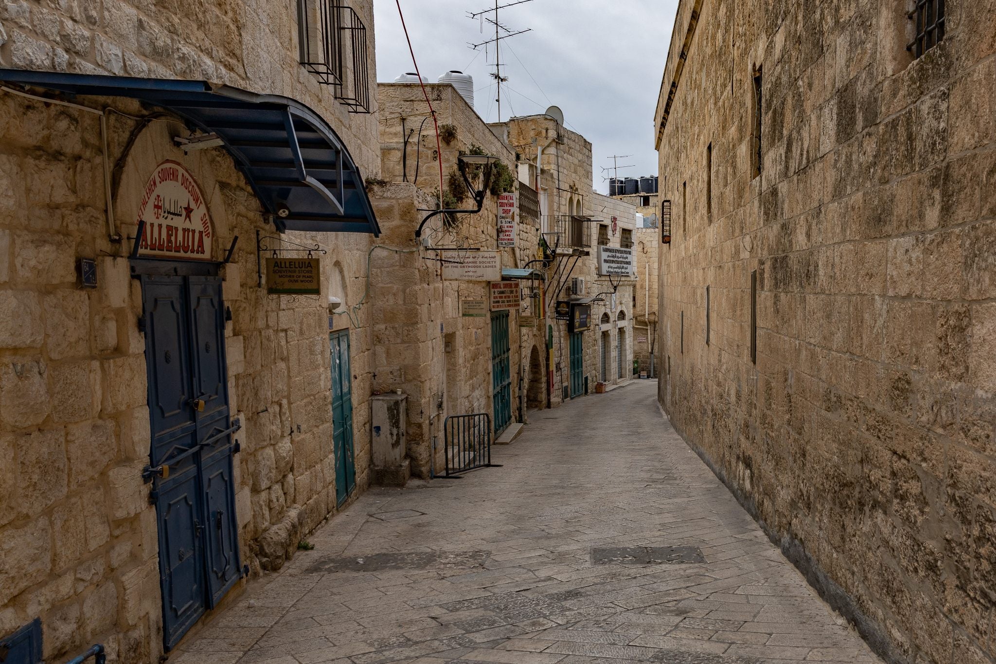 Some of the shuttered shops in Bethlehem