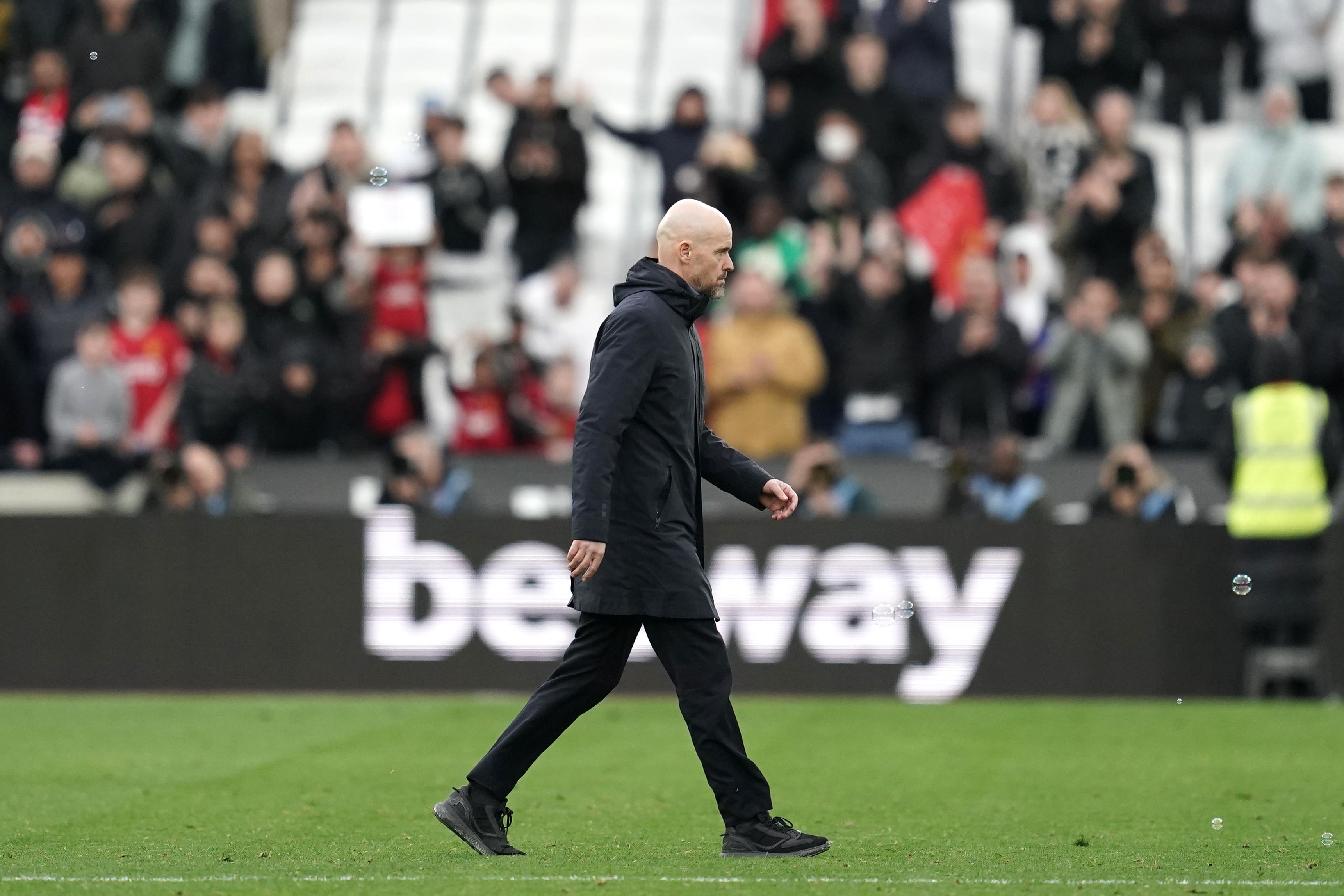 Erik ten Hag is under pressure as manager after a dismal season