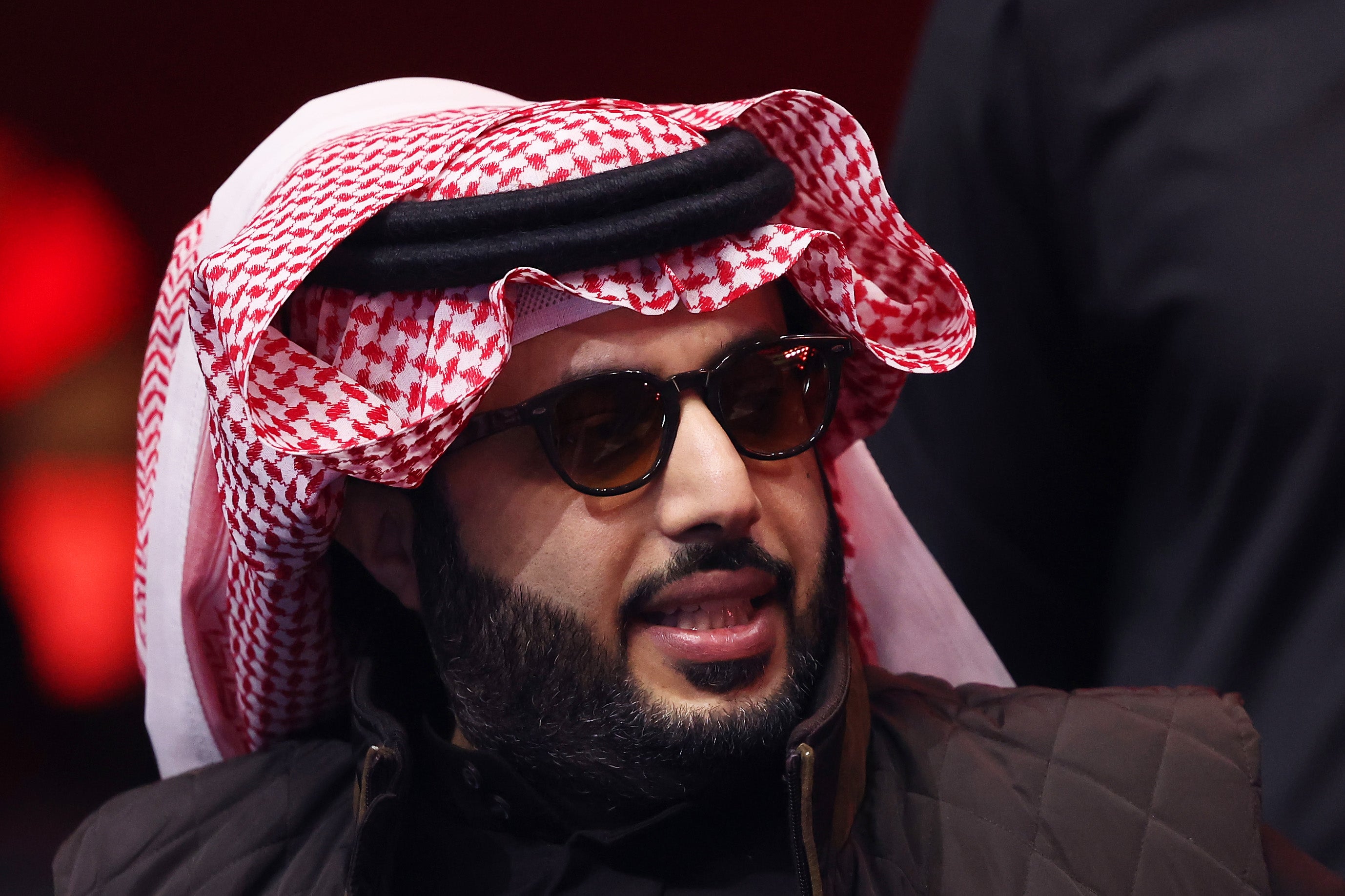 Turki Alalshikh, Chairman of the Saudi General Authority for Entertainment, looks on prior to the Day of Reckoning at Kingdom Arena