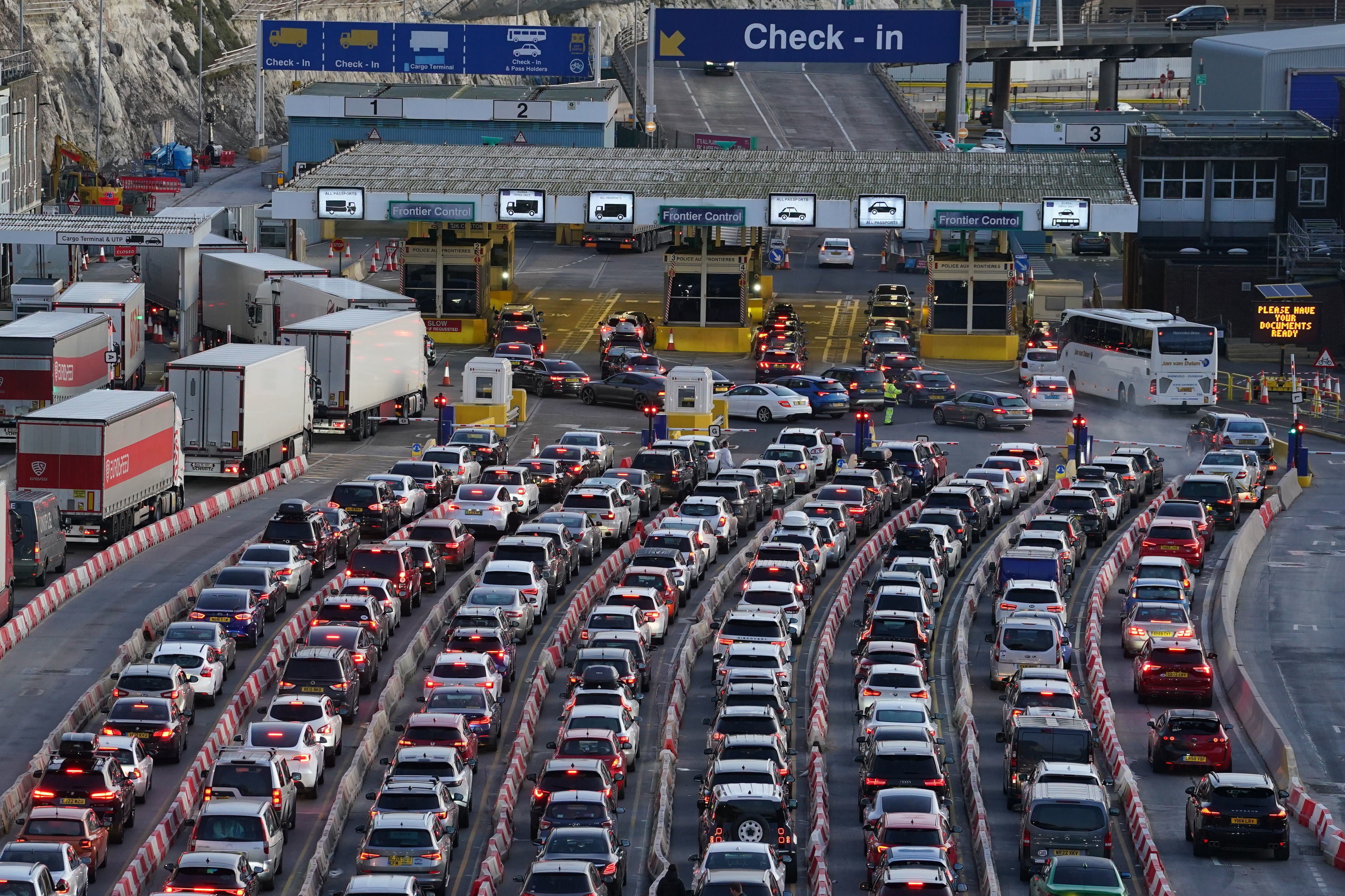 Drivers queue for ferries at Dover, Kent, as people travel to destinations over the Christmas period
