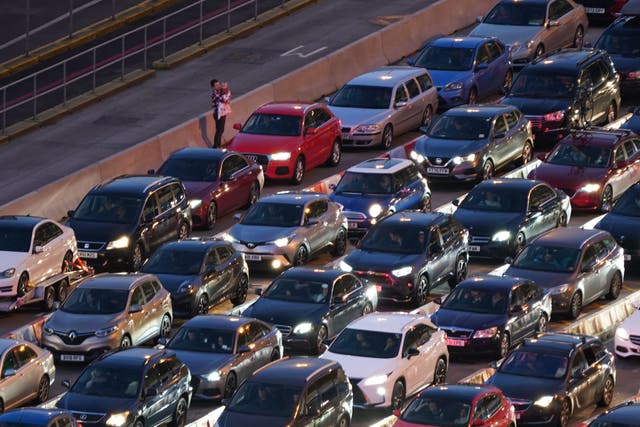 Traffic queues for ferries at the Port of Dover in Kent (Gareth Fuller/PA)