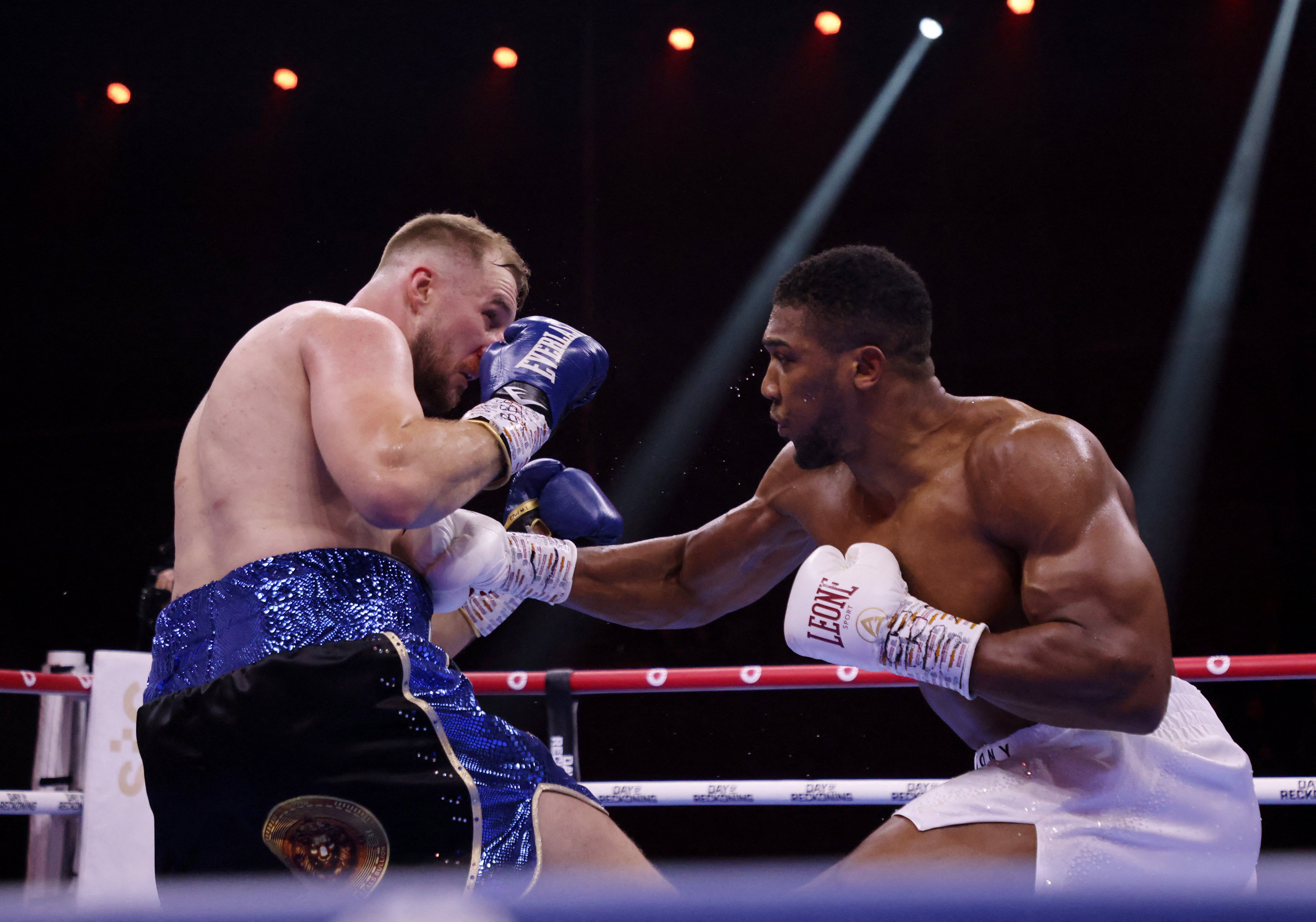Joshua, right, was on the front foot for all five rounds against Wallin