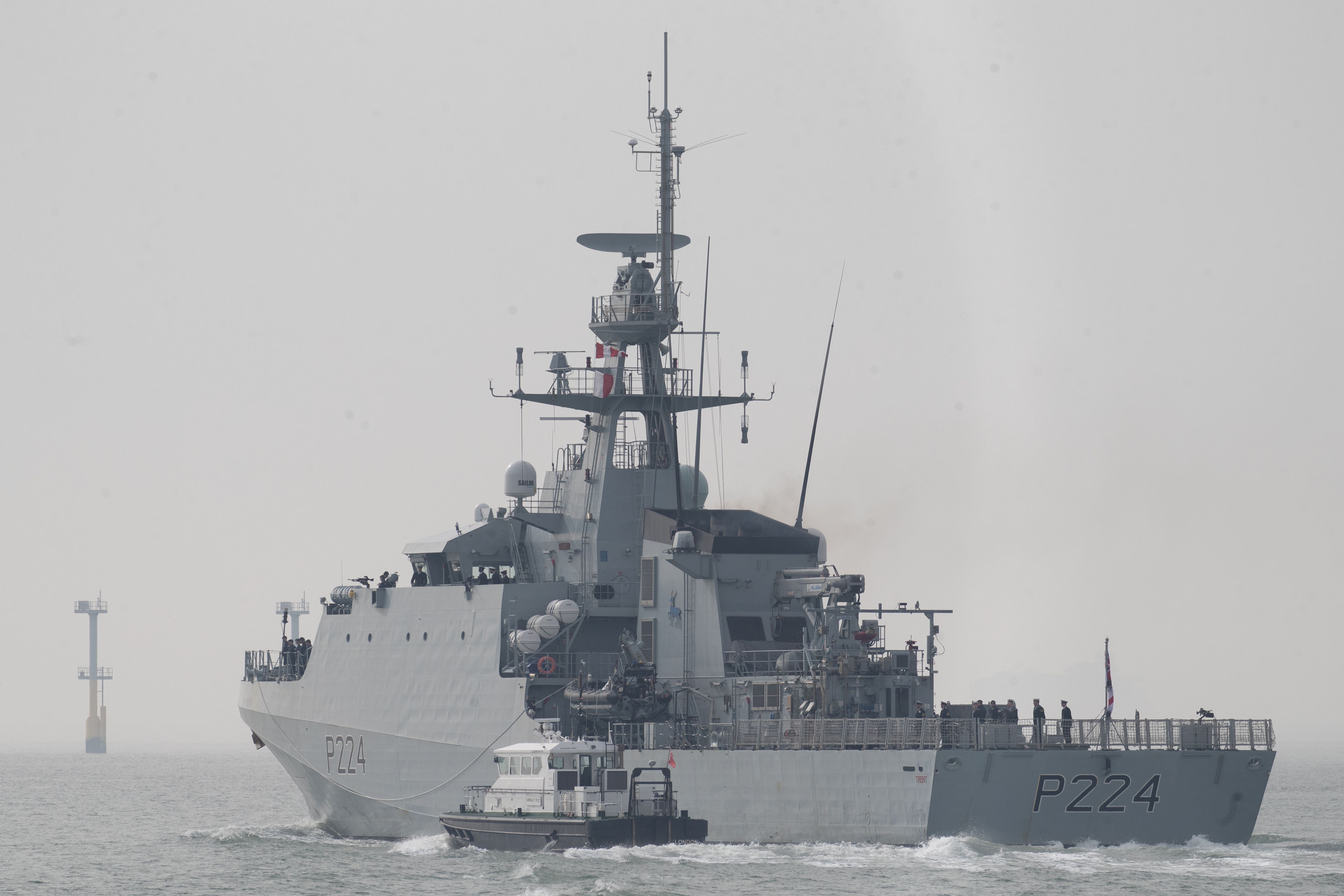 The Royal Navy patrol ship HMS Trent (Andrew Matthews/PA)