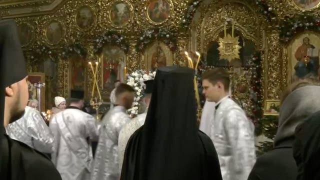 <p>Watch live: Kyiv Orthodox cathedral hosts Christmas Eve service in December for first time in over 100 years</p>