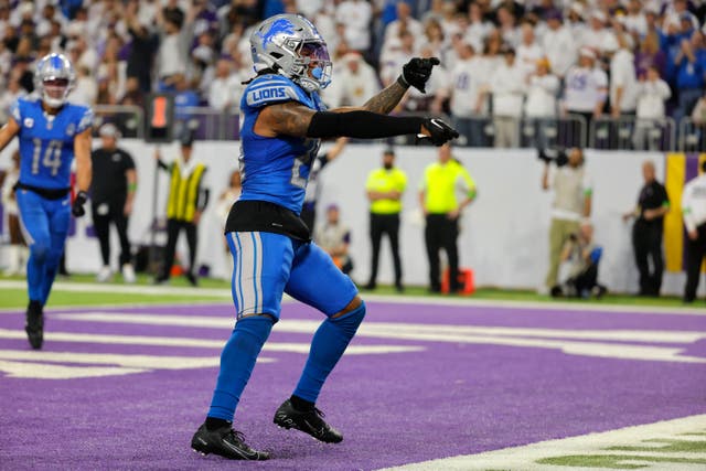 A fourth-quarter touchdown from Jahmyr Gibbs helped see the Detroit Lions home in Minneapolis (Bruce Kluckhohn/AP)