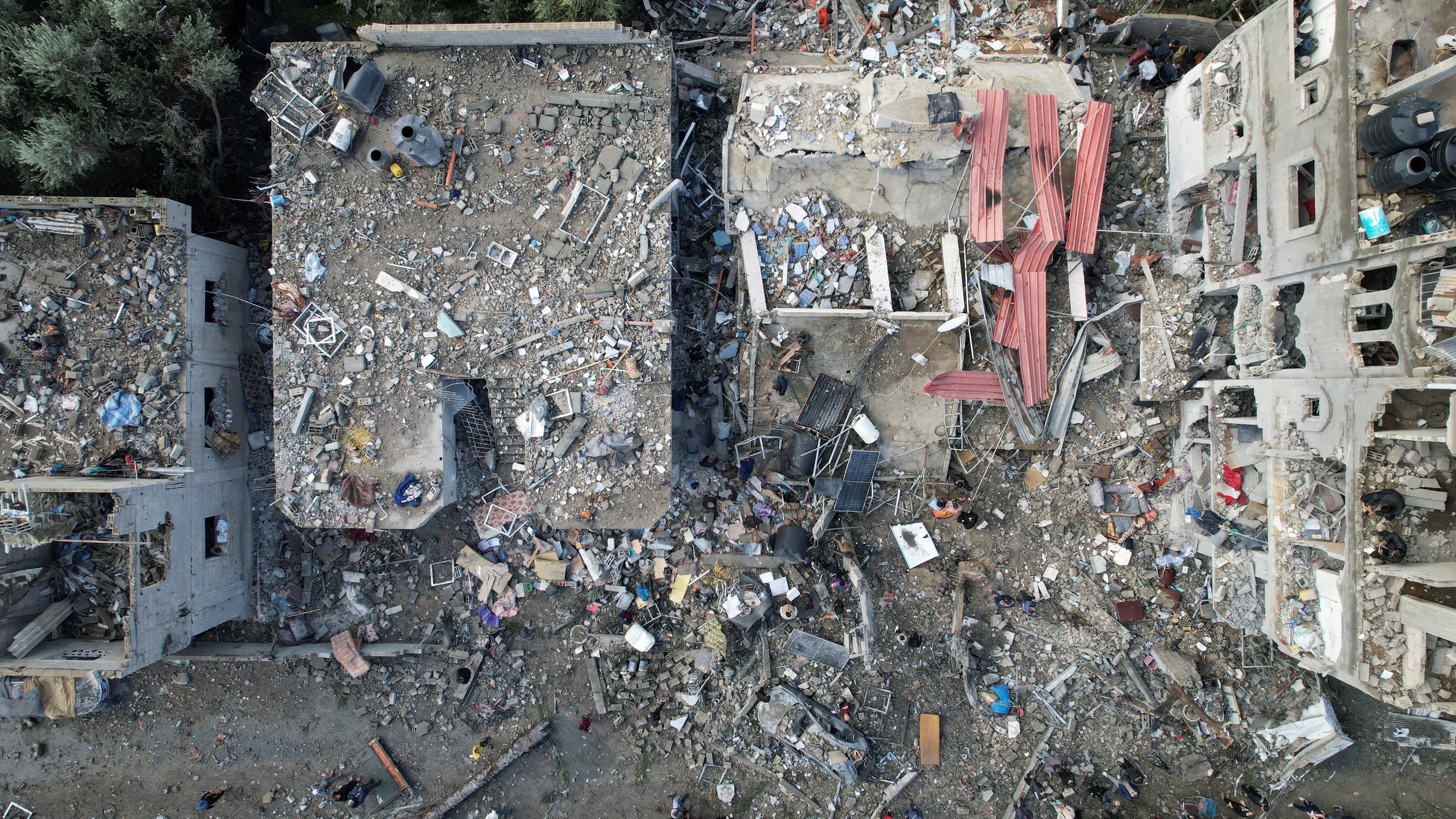 An aerial shot showing the scale of the damage