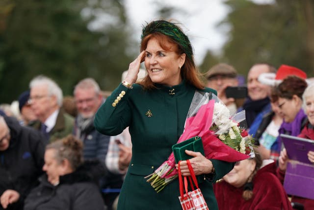 Sarah, Duchess of York attending the Christmas Day morning church service at St Mary Magdalene Church (Joe Giddens/PA)