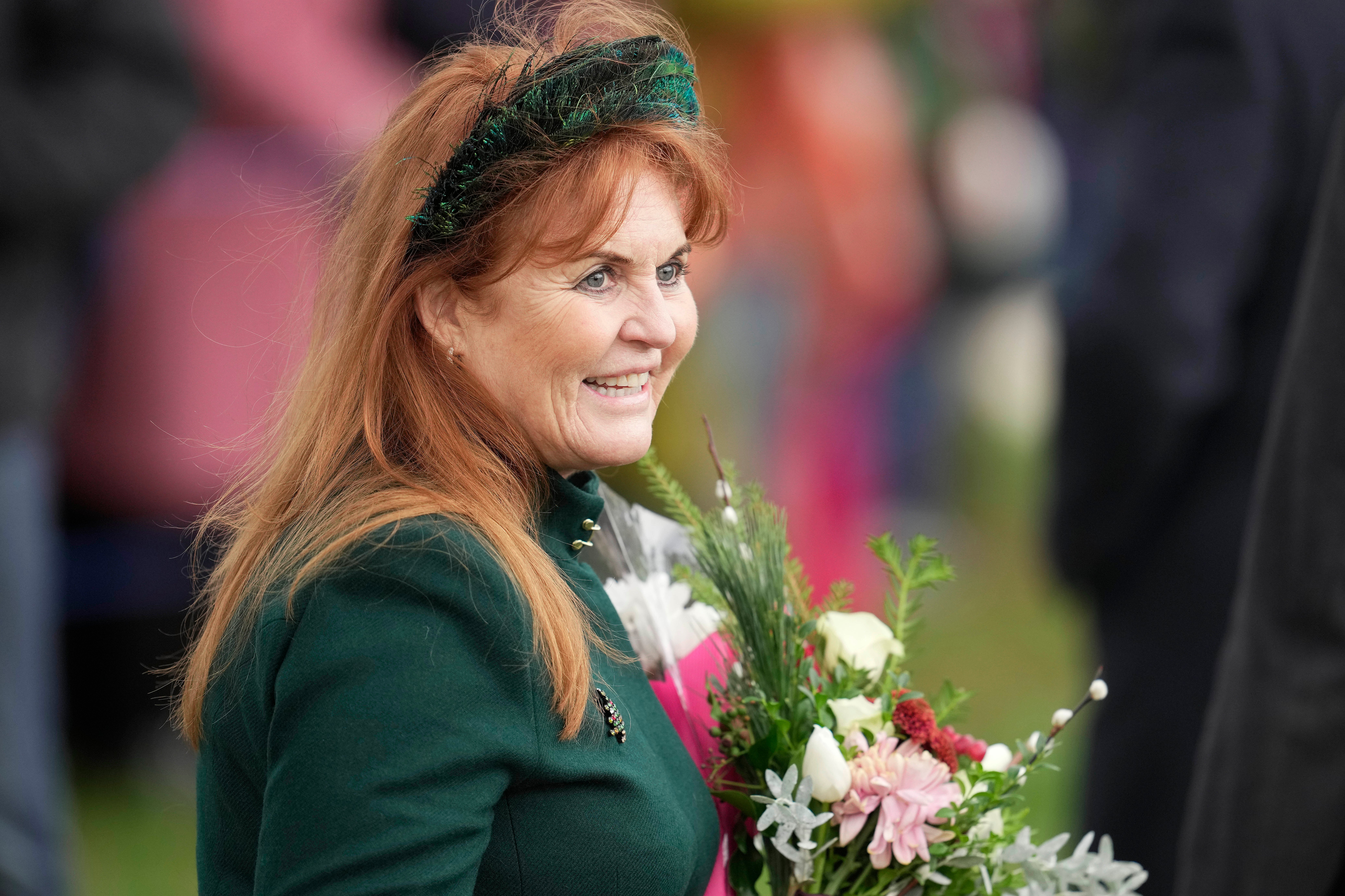 The Duchess of York was pictured smiling as she joined the royal family on Christmas Day