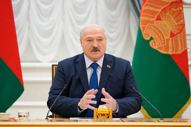 <p>Alexander Lukashenko speaks during a meeting with foreign correspondents</p>