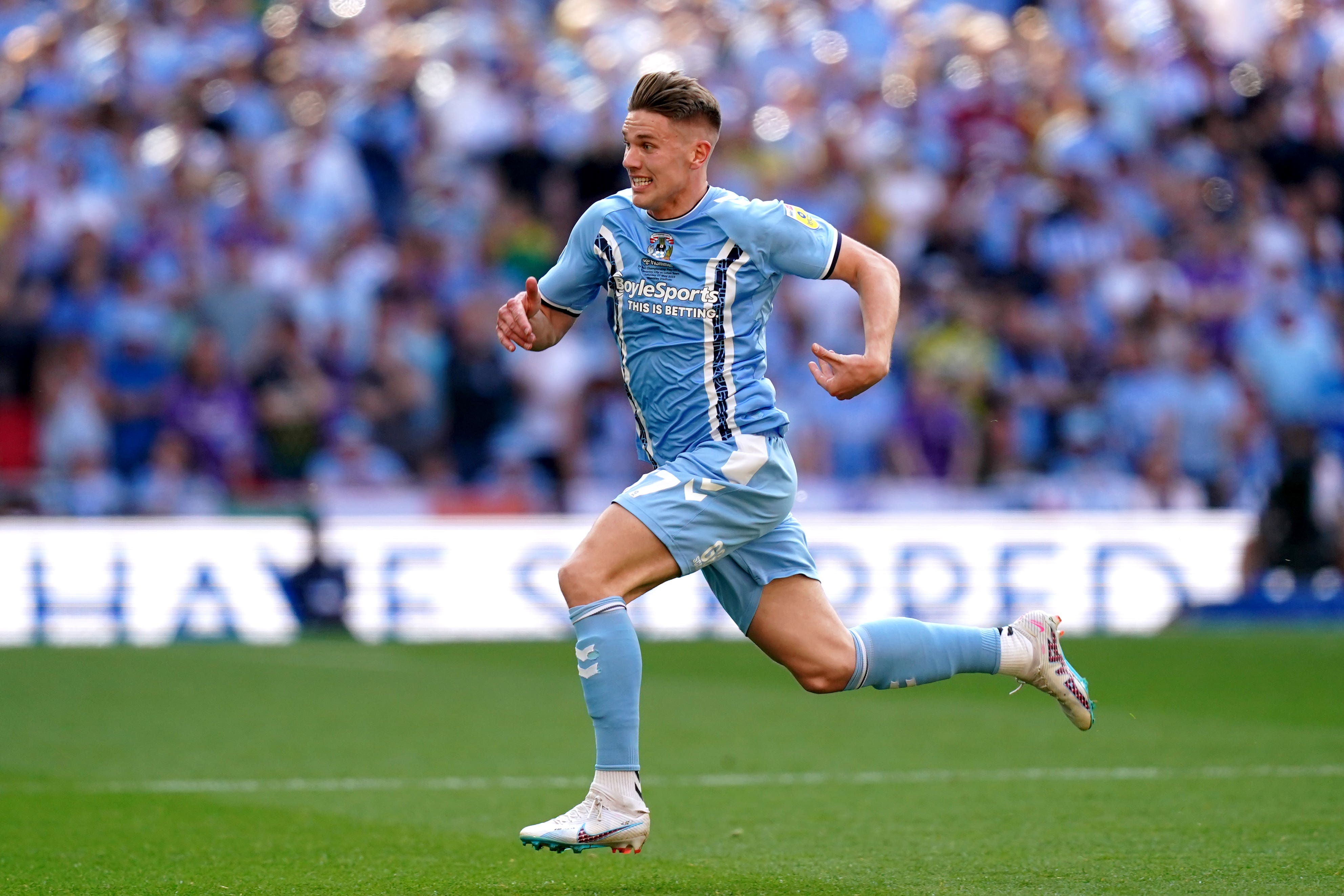 Viktor Gyokeres durante o playoff do Sky Bet Championship contra Luton quando ele estava em Coventry City (PA)