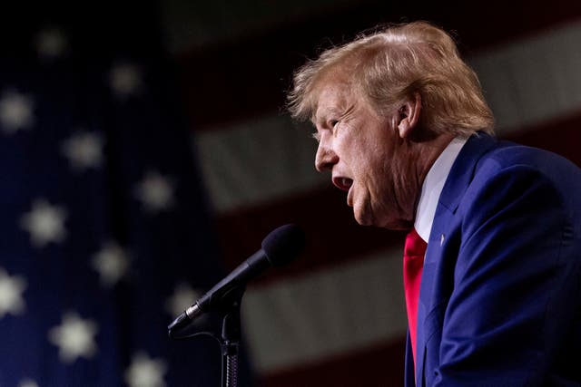 <p>Donald Trump  speaks during a rally in Reno, Nevada, U.S. December 17, 2023</p>