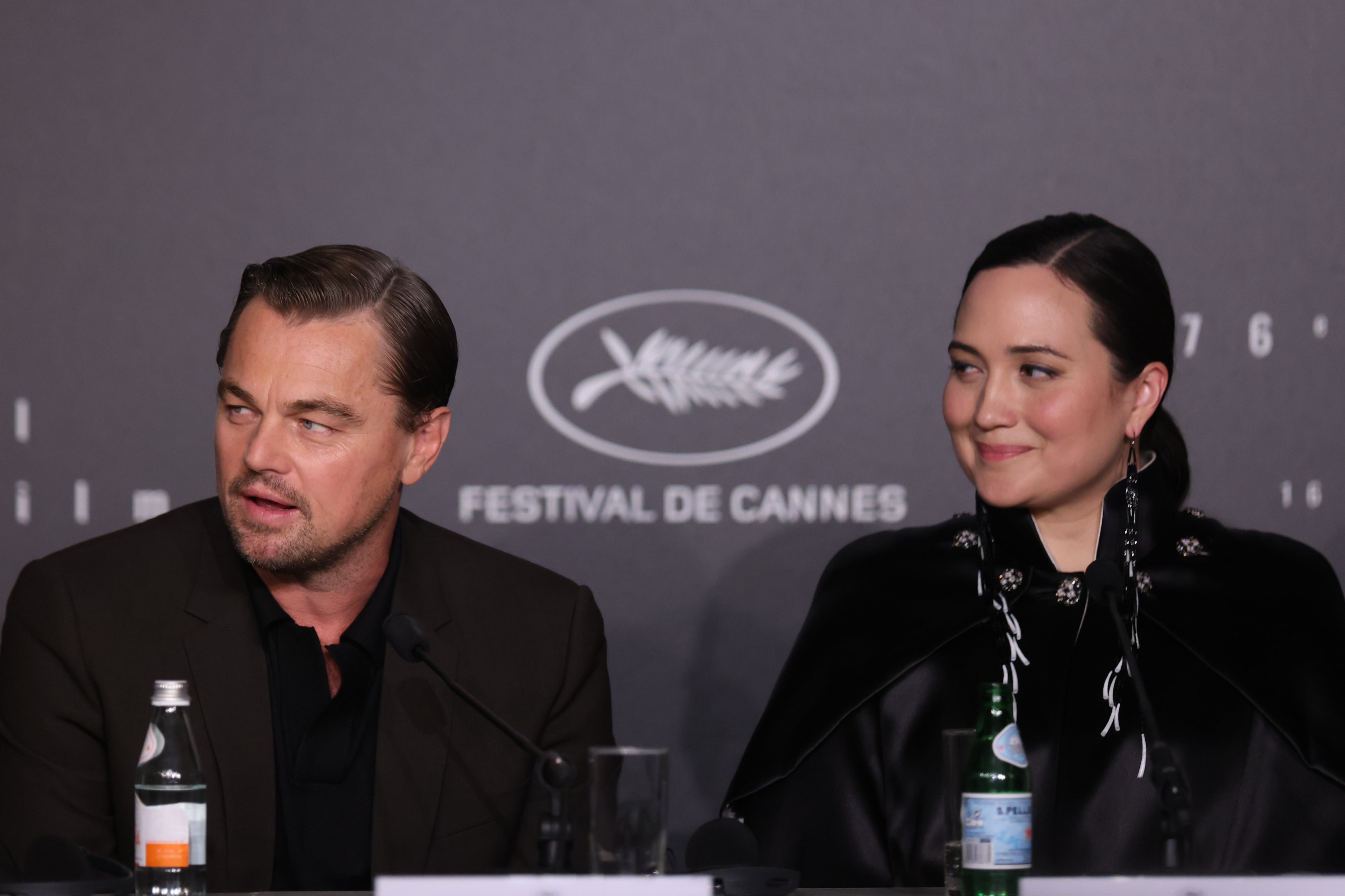 Leonardo DiCaprio and Lily Gladstone at the ‘Killers of the Flower Moon’ press conference at Cannes 2023
