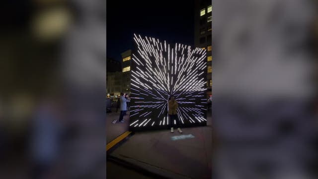 <p>Huge interactive LED touchscreen set up in middle of New York City.</p>