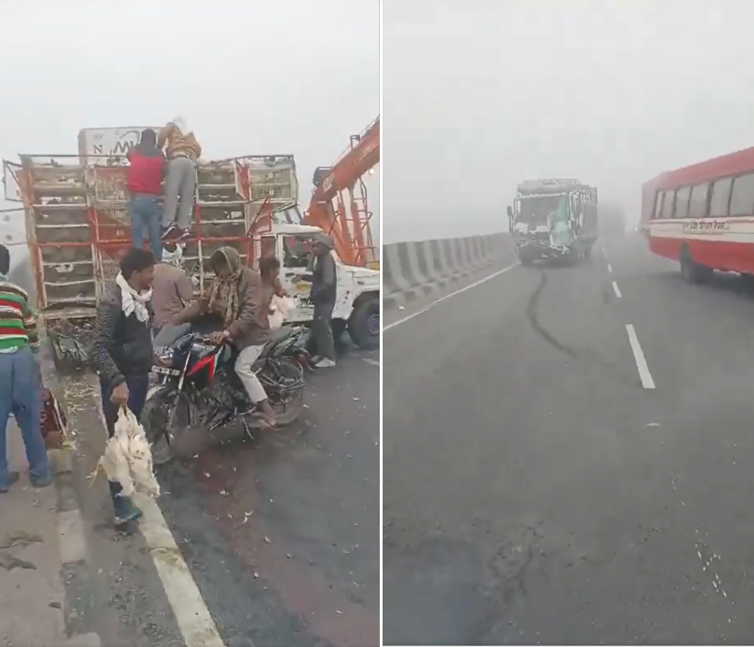 <p>Lorry looted after major crash on Indian highway  </p>