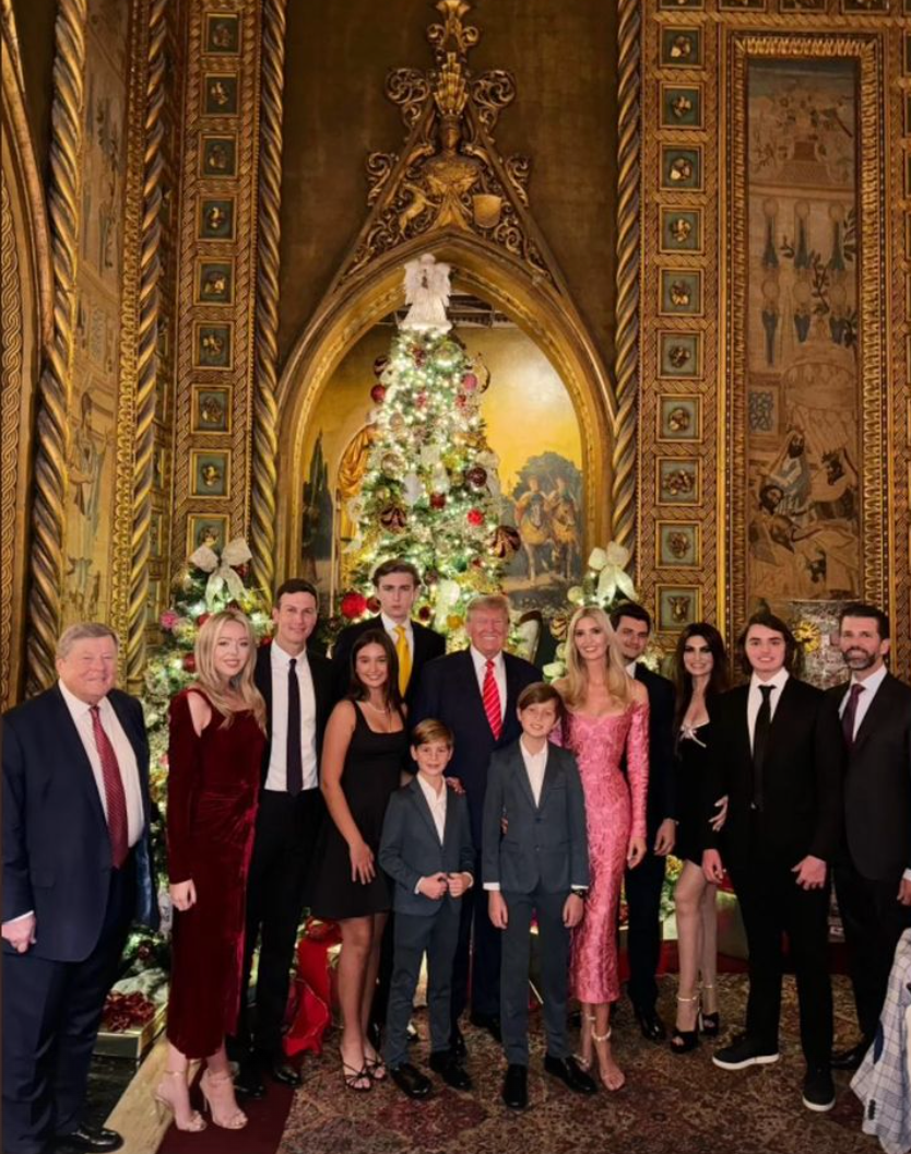 A Christmas picture of the Trump family, in which Melania Trump does not appear