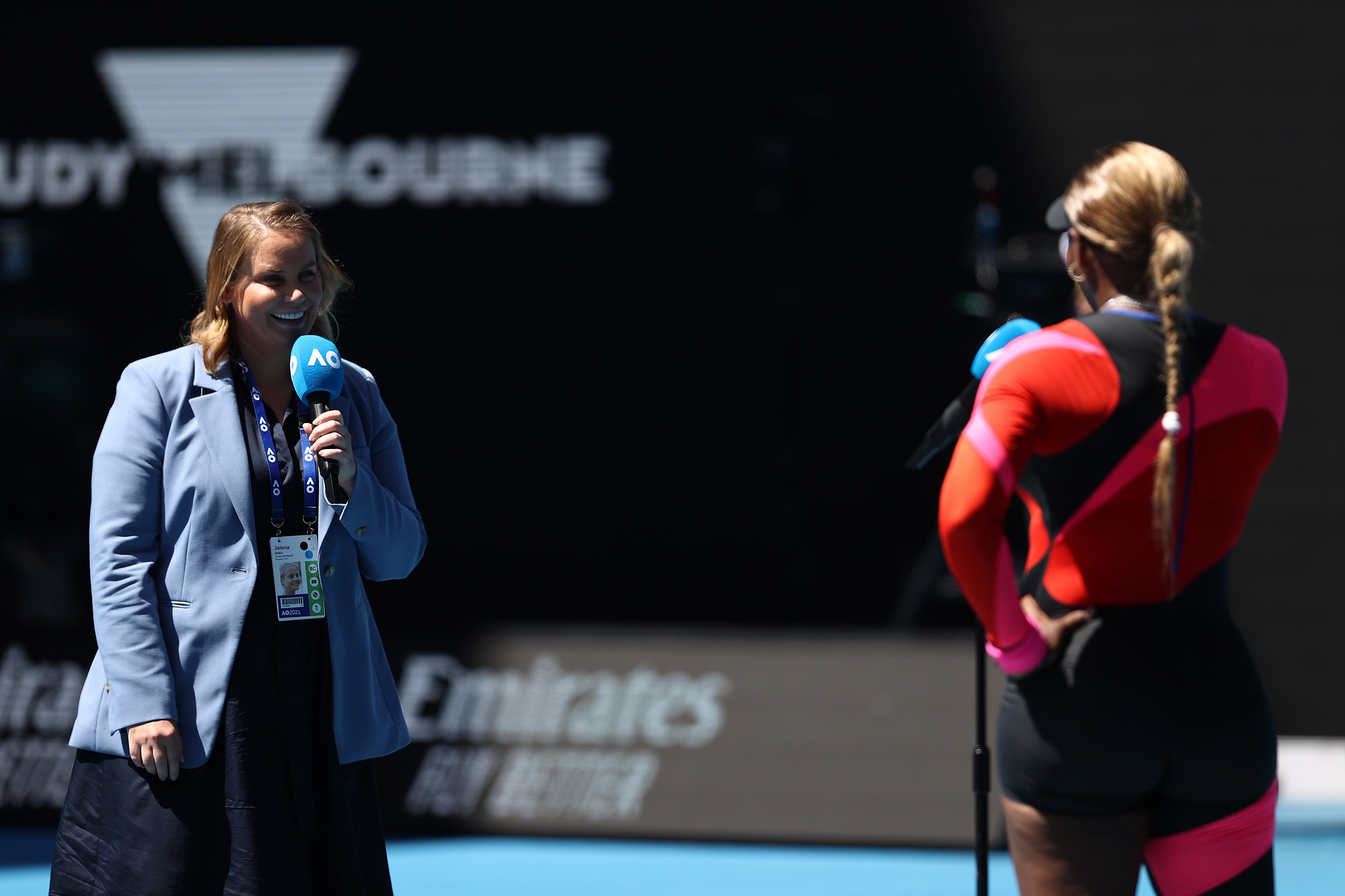 Dokic interviews Serena Williams at the 2021 Australian Open