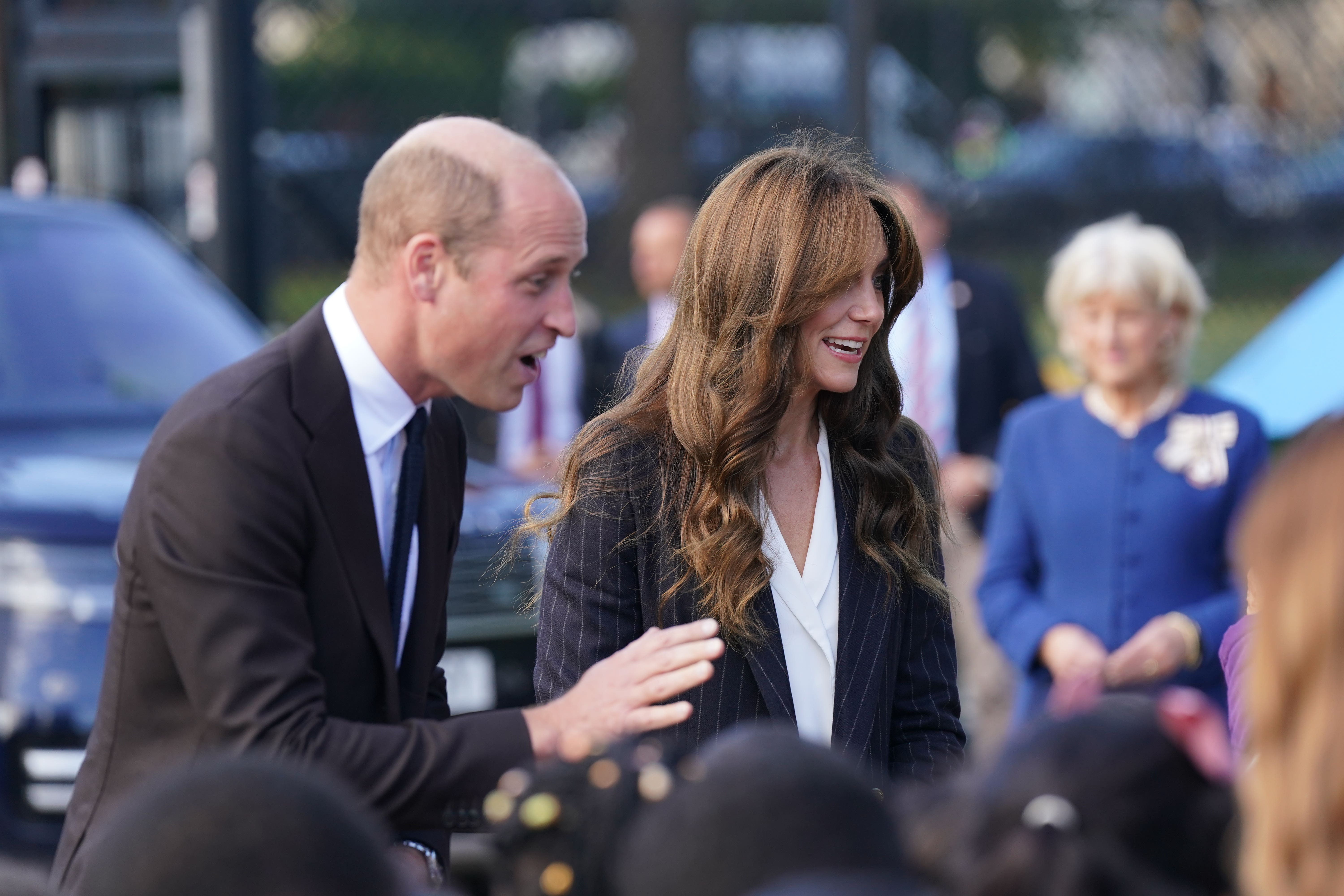 The Prince and Princess of Wales arrive for a visit to the Grange Pavilion in Cardiff (Jacob King/PA)