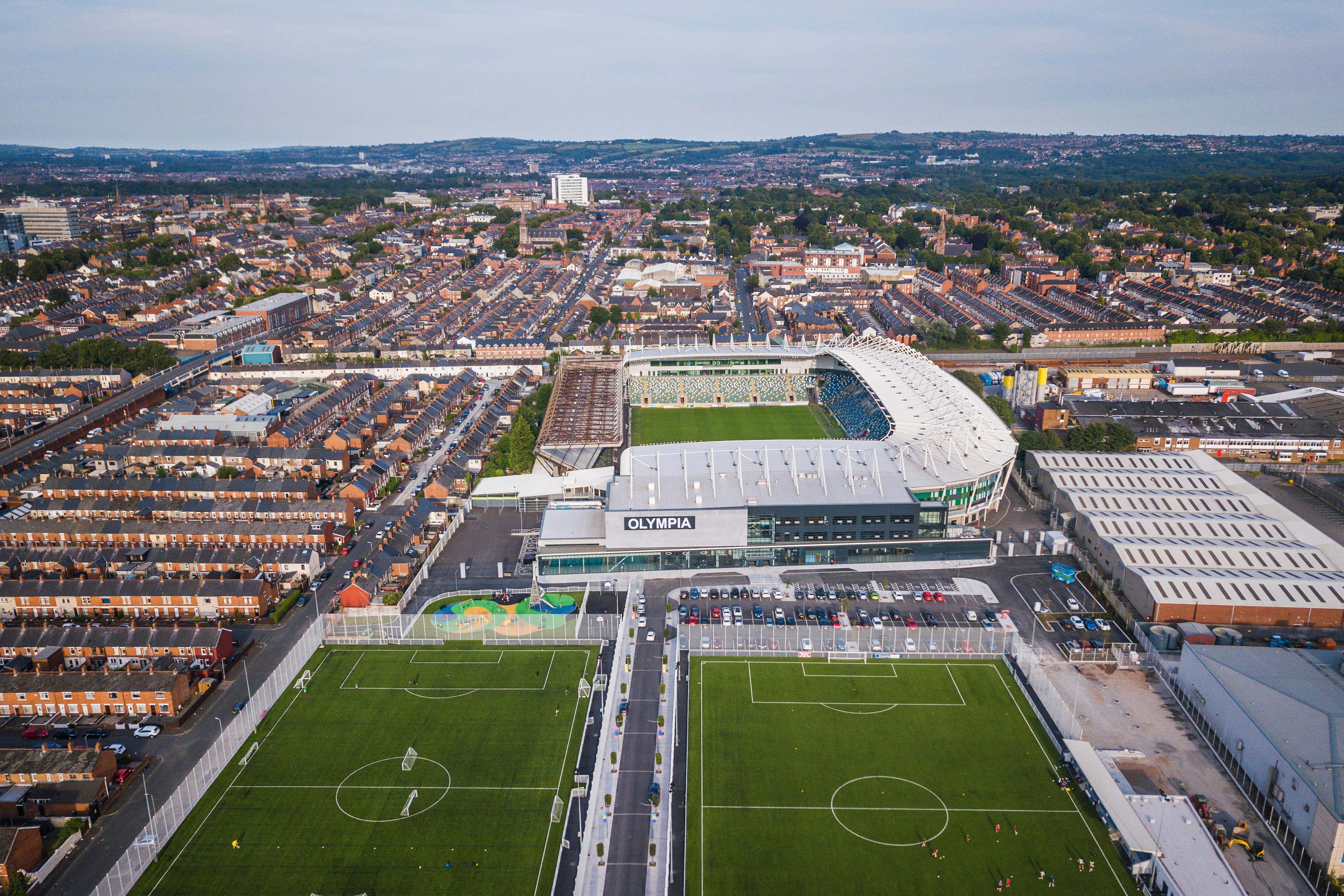The football stadium at Windsor Park, Belfast, one of the venues suggested in the late 1990s for a national stadium for Northern Ireland (Alamy/PA)