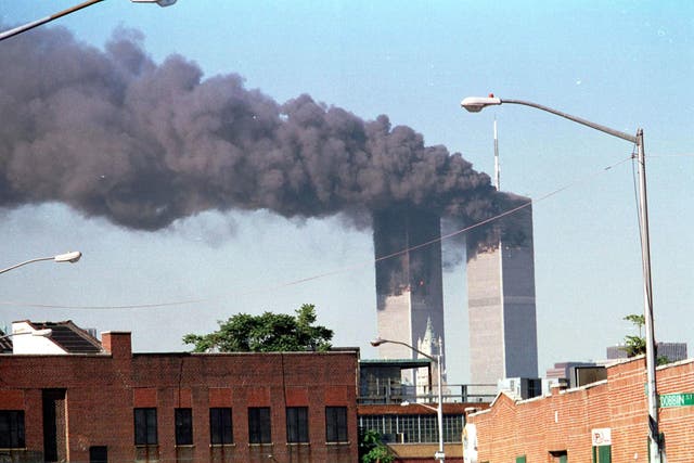 World Trade Centre towers after a hijacked flight assault on each structure in lower Manhattan (PA)