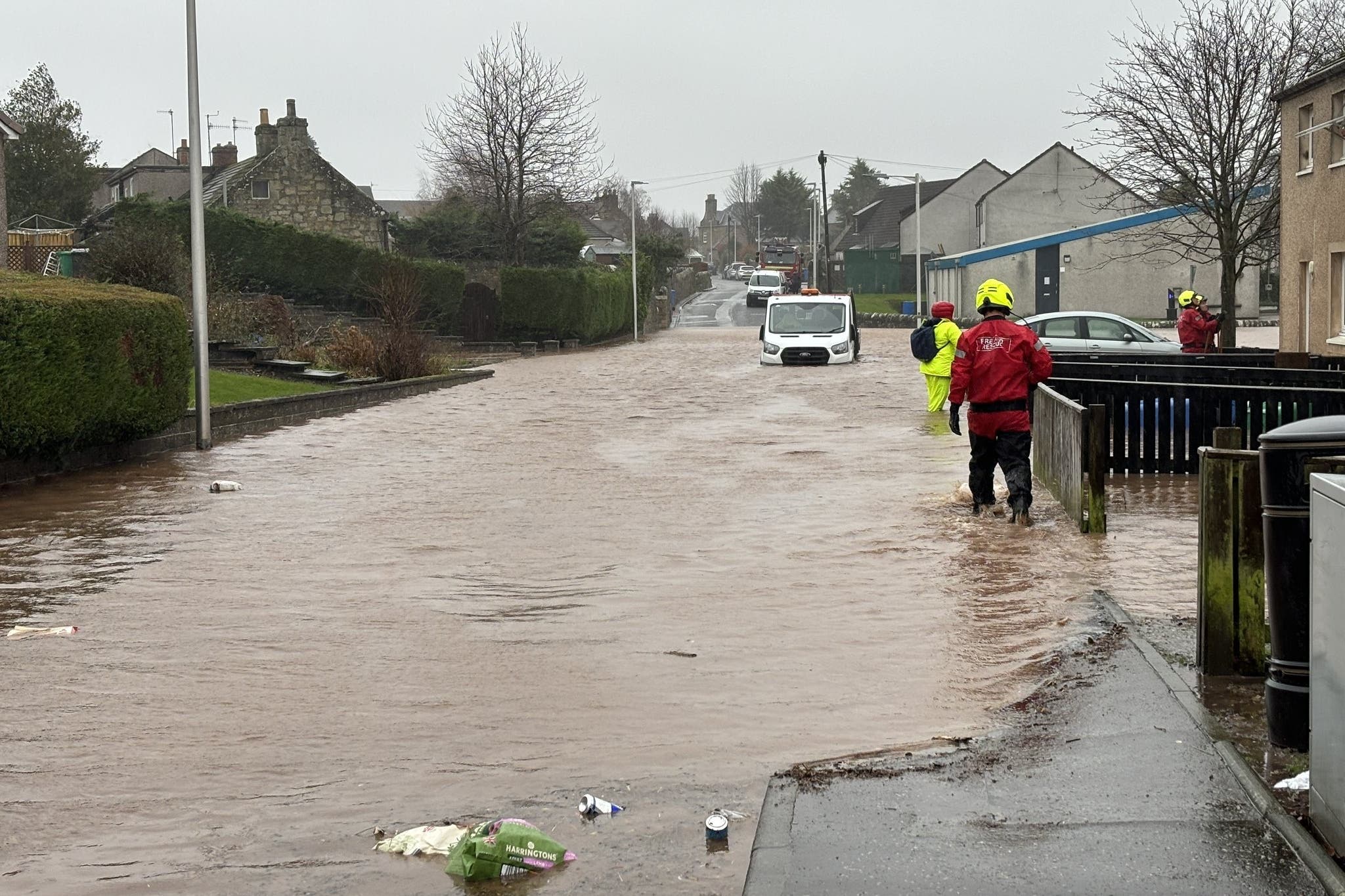 A flooded road in Cupar, Fife, Scotland (James Matheson/PA)